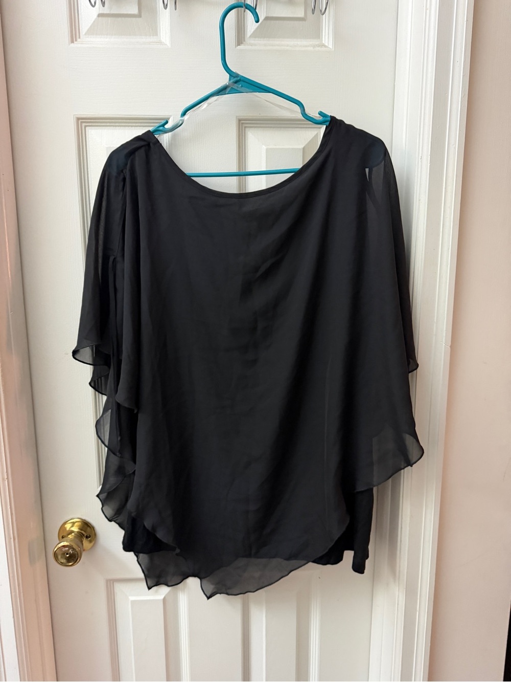 Alyx Black Sheer Layered Flutter-Sleeve Blouse - Picture 3 of 3